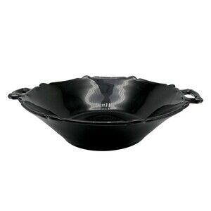 LE Smith? Lancaster Glass? Northwood? Black Amethyst Bowl Two Handles Art Deco